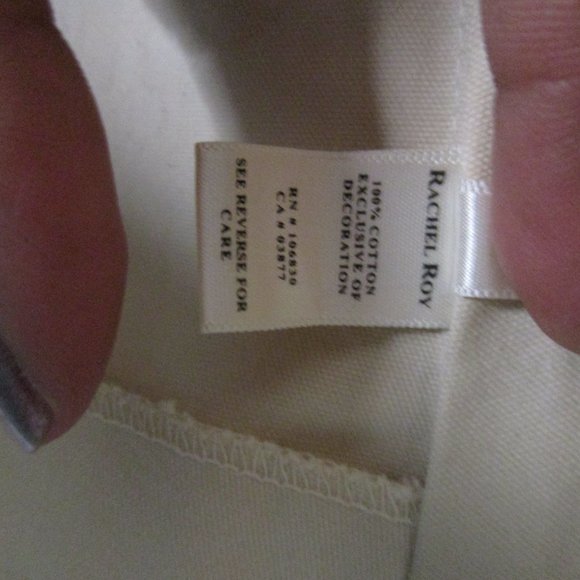 RACHEL ROY Fitted Vest Asymmetric Hem Lace Metallic Rope Beige Cotton Size 4 - Picture 6 of 9